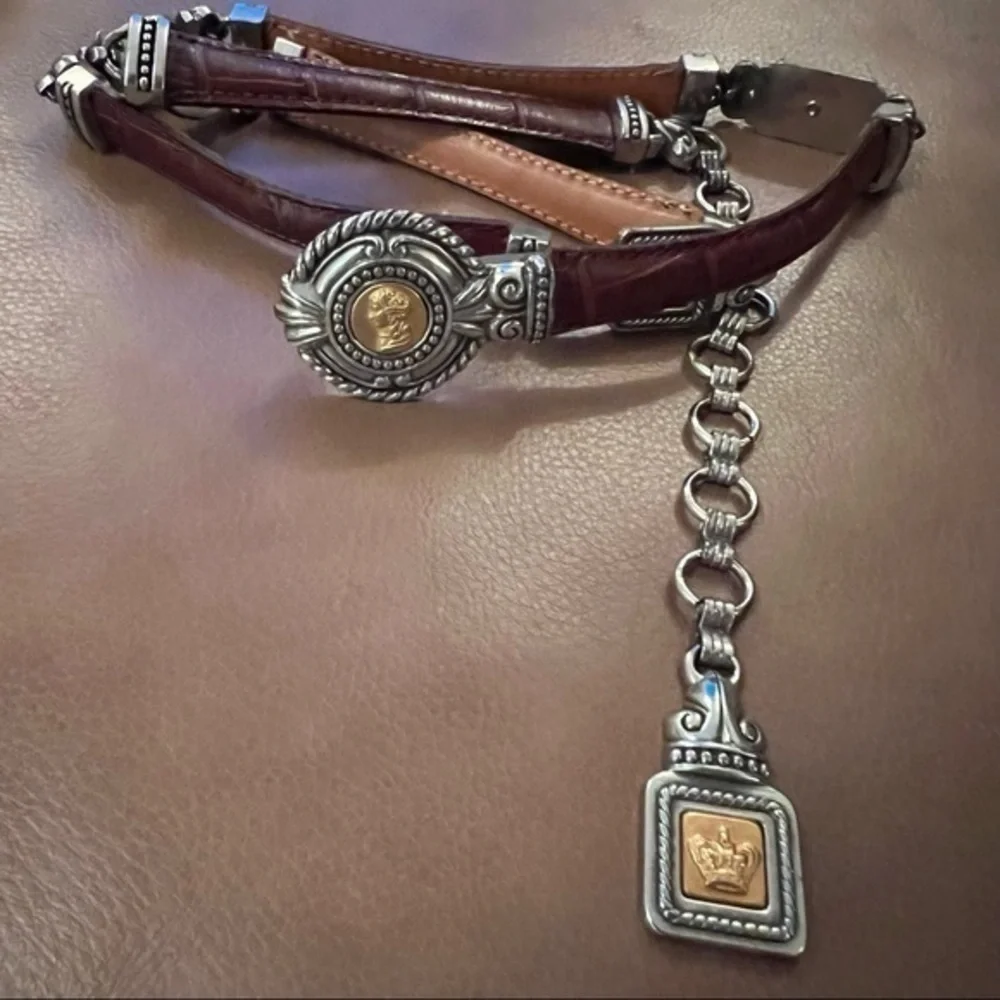 Vintage 1996 Brighton Museum Collection Cameo & Crown Belt brown silver gold